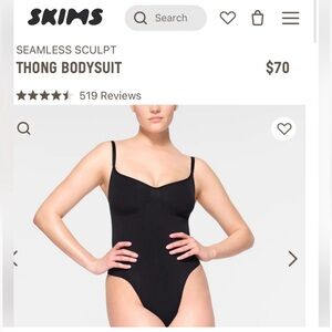 SKIMS seamless sculpt thing bodysuit - color onyx -  size M - sculpting
